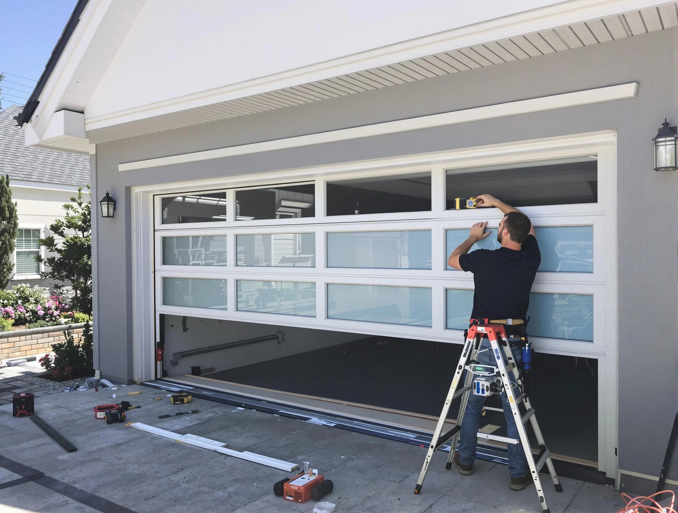 Gilbert Garage Door Repair team performing garage door replacement in Gilbert
